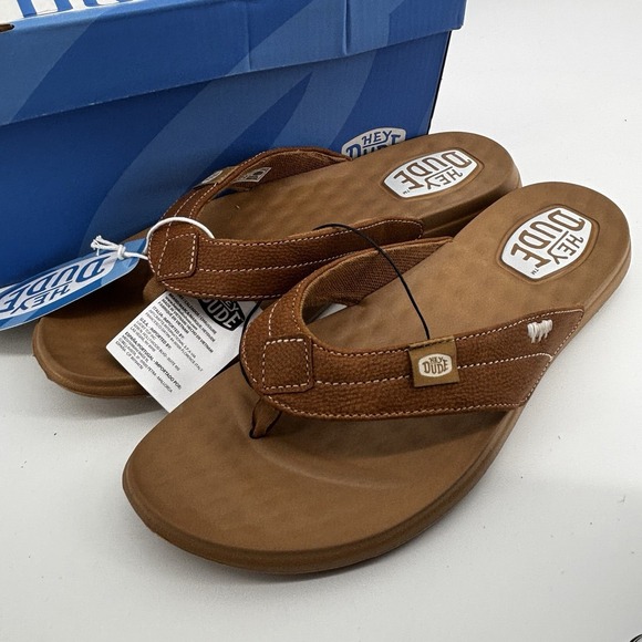 Hey Dude Shoes - Hey Dude Women's Christi Flip Flop Cognac 10 New With Tags & Box UK8 EU 40